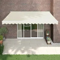 Prolenta Maison Exclusive - Uittrekbare zonnescherm, crème kleurig met witte frame, 4 x 3 meter