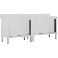 Syfax Werktafels met deuren 2 st 200x50x(95-97) cm roestvrij staal