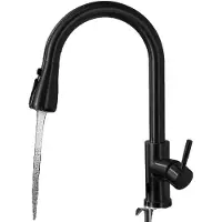 OEM Keukenmengkraan, uittrekbare douche, duurzaam roestvrij staal, zwart (HX-coating)