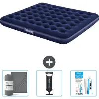 OEM Tweepersoons luchtbed - 183 x 203 x 22 cm - Blauw - Inclusief hoeslaken - Met pomp en reparatieset