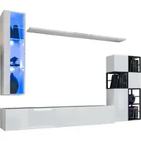 Meublorama Set woonkamermeubels industriële stijl SWITCH M2 – Wit – Ingebouwde LED – Modern ontwerp