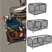 XINZI Zwembadopslagbox zwart - Gemaakt van netstof, met wielen, voor speelgoed/zwemspullen/ballen, 122x78x88cm, praktische rollende opbergbox voor het zwembad