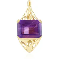 Cavill - Zilveren Hanger - Verguld 925 Sterling Zilver - Braziliaanse Amethist 7,65 ct - Achthoekig Slijpsel - Elegante Paarse Filigraan Sieraad