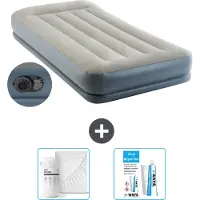 Intex Luchtbed - 1-Persoons - 99 x 191x 30 cm - Grijs - Inclusief pomp - Hoeslaken en Reparatieset