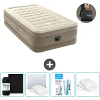 Intex Luchtbed - 1-Persoons - 99 x 191 x 46 cm - Beige - Inclusief pomp - Hoeslaken - Kussen - Reparatieset en Kussenbeschermer