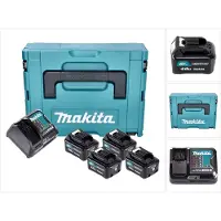 Makita Power Source Kit 4x BL 1041 B accu 12 V max. 4,0 Ah CXT ( 4x 197406-2 ) + DC 10 SB oplader ( 197363-4 ) + Makpac