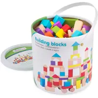 Woet Houten Bouwblokken Set - 100-delige Blokkendoos - FSC - Educatief Speelgoed - Stimuleert Creativiteit - Vanaf 18 Maanden