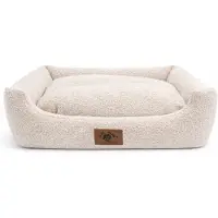 Odol-Plusz Hondenmand Bouclé 95×75 cm – Luxe Hondenbed, Zachte Sofa voor Middelgrote Honden, beige