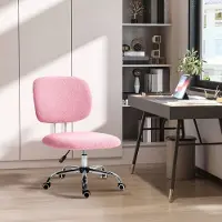 MODFU - Bureaustoel - In Hoogte Verstelbaar Zonder Armleuningen - Voor Thuiskantoor - Polyester - Roze - 48 X 53 X 80-90 Cm