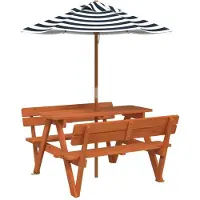Syfax Picknicktafel voor 4 kinderen met parasol massief vurenhout
