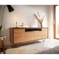 DELIFE Dressoir Stonegrace 175 cm acacia natuur 4 deuren 1 legplank steenfineer V-poot