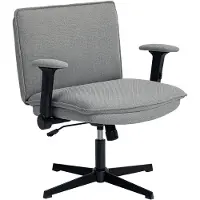 MODFU - Bureaustoel - Opklapbare Armleuningen - Verstelbare Zithoogte - Linnenlook - Polyester - Grijs - 76 X 70 X 85-97 Cm