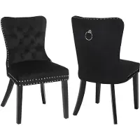 Puluomis Eetkamerstoel - Set Van 2 - Zwart - Fluweel - Velvet - Massief houten poten - Stoel