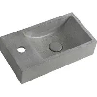 Hak Crest L wandgemonteerd betonnen wastafel inclusief afvoer, 40x22cm, zwart graniet