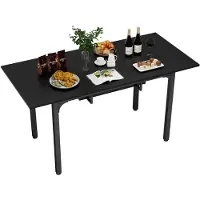 Puluomis – Uitschuifbare eettafel – 110–149 x 70 cm – Keukentafel – met metalen poten – Rechthoekig tafelblad voor 4–6 personen - zwart
