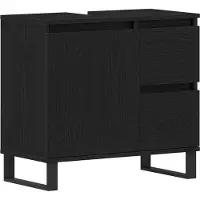 vidaXL Wastafel kabinet voor de badkamer Zwart Eiken 65 x 33 x 60 cm