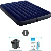 Intex Luchtbed - Twijfelaar - 137 x 191 x 25 cm - Blauw - Inclusief Pomp en Reparatieset