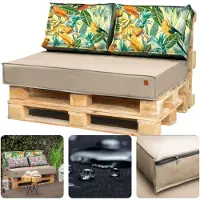 Blomster Outdoor - Tuinkussens Set voor Palletmeubels - Waterafstotend - Europallet - 120x80x15 cm