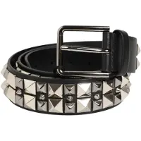 Dolce&Gabbana Zwarte Kalfsleren Riem met Studs en Zilveren Gesp