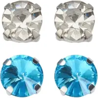 Charme Bijoux Magneet oorbellen 2 paar 8 mm aqua blauw wit