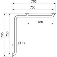 Delabie Gebogen greep 2 muren Ø32 750x750 RVS mat gepolijst