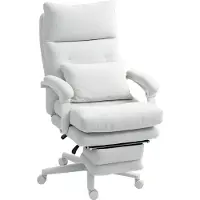 HOMCOM -Bürostuhl-Polyester, Nylon-70L x 68B x 114-122H cm-Cremeweiß