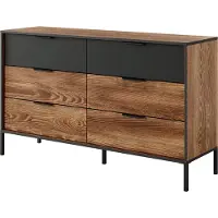 Furniture24 Kommode 137x81x40 cm MLTON - Model B, met 6 lades, voor de slaapkamer, kleur kastanje/anthraciet