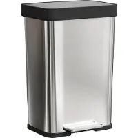 HOMCOM Trash Can-Roestvrij staal, Kunststof-44L x 36B x 66,5H cm-Zilver