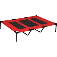 PawHut Paws hondenligstoel outdoor hondenmand kattenmand dierenmand slaapplaats rood