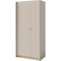 Furniture24 Garderobekast Alessio AE3, kast 90 x 195 x 52 cm, zandbeige/geolied eikenhout