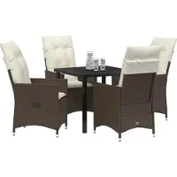 vidaXL Tuin Eettafel Set 5 st Bruin poly rattan