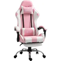 Kein Hersteller Gamingstoel, computerstoel, ergonomisch, met hoofdsteun, lendensteun, in hoogte verstelbaar, 360° draaibaar - roze