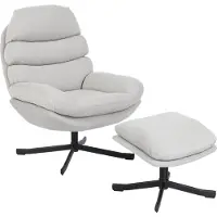 HOMCOM Accent Chair with Ottoman-Polyester, Staal-78L x 93B x 100H cm-Crèmewit