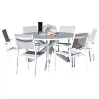 Ebuy24 Parma tuinmeubelset tafel 140x140cm 6 stoelen Copacabana grijs.