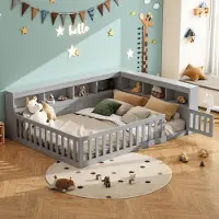 Sweiko Daybed, 140x200 cm, dagbed, slaapbank, bed met opbergruimte aan de zijkant, bed met lattenbodem (zonder matras), leuning, spaanplaat, met stopcontact en USB-poort, grijs
