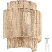 TecTake Wandlamp Lignea Lux - 40W - 12 x 23 x 25,5 cm - E14 - Muurlamp voor Woonkamer, Slaapkamer, Eetkamer - Jute Lamp in Boho Stijl - Trapverlichting - Halfrond