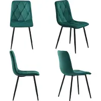 Sweiko Eetkamerstoel (4 stuks), donkergroen, set van 4 gestoffeerde designstoelen, twill fluweel eetkamerstoel, keukenstoel met rugleuning, zitting van fluweel, frame van metaal, metalen poten