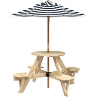 Syfax Picknicktafel voor 4 kinderen met parasol rond vurenhout
