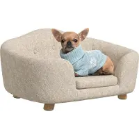 PawHut Paws Huisdierenbank 70 cm x 47 cm x 30 cm crèmewit