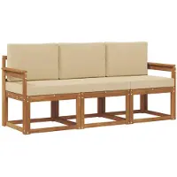 vidaXL Buiten bank set 3 st Natuurlijk en Beige