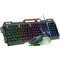 T-wolf RGB Toetsenbord en Muis Set van Metaal – 104 Toetsen – Mechanische Feel – USB Bedraad – Ergonomisch – Anti-Ghosting (9 Toetsen) – Zwart