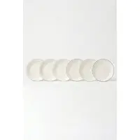 Vtwonen - Borden - Pastabord - Wit/Blauw Lijn - Set van 6 - Porselein - 25,5cm