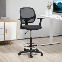 MODFU - Bureaustoel - Verstelbare Zithoogte En Voetring - Modern - Schuim En Zwart - 60 x 56 x 110-132 cm