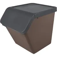 Sunware Sigma home prullenbak 60L met deksel - Stapelbaar - Bruin