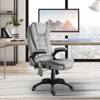 MODFU - Bureaustoel - Ergonomisch En Verstelbaar - Met Massage- En Verwarmingsfunctie - Polyester - Grijs