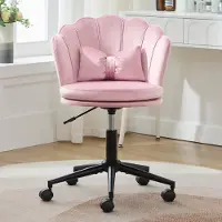 MODFU Draaistoel - In Hoogte Verstelbaar & 360° Draaibaar - Moderne Fluwelen Eetkamerstoel / Bureaustoel - Comfortabel Zitten - Roze 55x62x73-83 cm