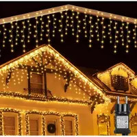 Lapalife 10 meter, 400 LED-ijspegellampjes, lichtketting, 8 modi, lichtgordijn, waterdichte kerstverlichting, voor binnen, decoratief, warm wit
