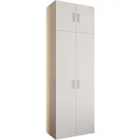 Caspian24 Kledingkast wit, 80 cm – Draaiduurskast, 190x80x48 cm – met bovenkast, kledingstang en 1 legplank – slaapkamerkast
