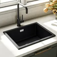 LOMAZOO Spoelbak Keuken Graniet Zwart 50×40 cm - Gootsteen - Keukenspoelbak - Opbouw Wasbak Keuken [XAVI]