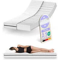 Schlaftroll comfortschuimmatras 90 x 190 cm - 15 cm hoog - H2/H3 - 7 zones - omkeerbaar - microvezelhoes met grijze details